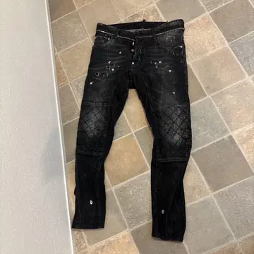 정가 93500엔 Dsquared2 타이디 바이커 지퍼 스키니 데님 46