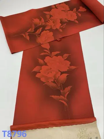 츠케사게 손그림 문양 디자인 보카시 순수 실크 옷감
