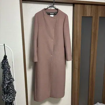 ViS 핑크 롱 코트 허리 리본 포함