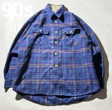 90s 빈티지 아크릴 옴브레 체크 셔츠 플란넬 셔츠