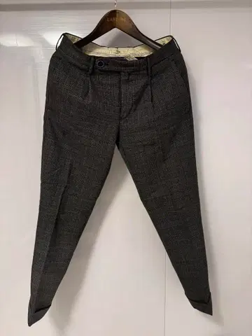 GTA 울 혼방 체크 무늬 슬랙스