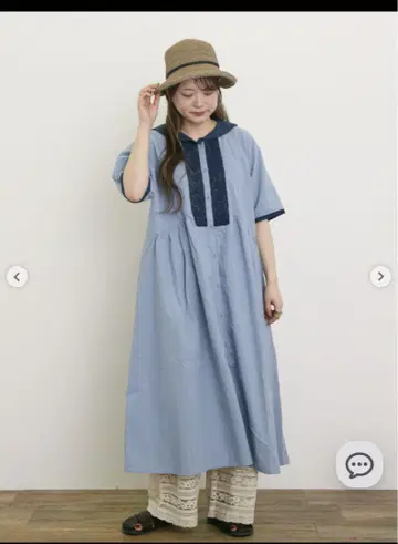 세일러 카라 플라켓 레이스 배색 원피스