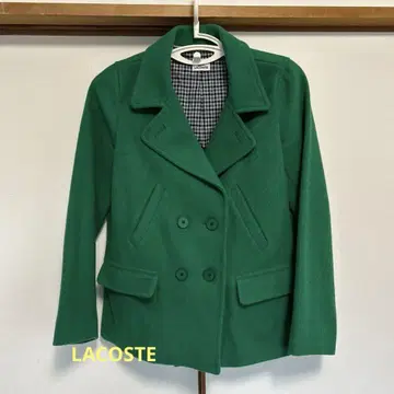 LACOSTE 그린 더블 브레스트 피 코트