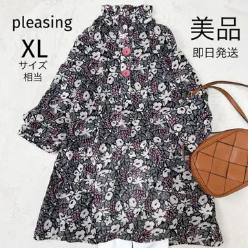 새상품급 XL 사이즈 프릴 옷깃 튜닉 셔츠 꽃무늬 큰 버튼