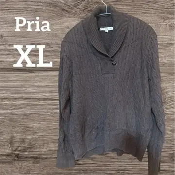 Pria XL 브라운 케이블 니트 스웨터 긴팔 니트