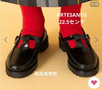 미사용 새상품! ARTESANOS 카우 가죽 T 스트랩 로퍼
