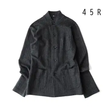 45R 저지 플라노 자켓 스탠드 카라 울 자켓 스트레치