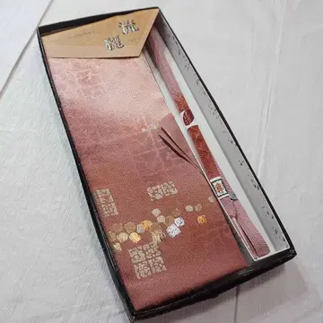 미사용 새상품 벚꽃색 옅은 팥색 평조 오비 장식 천 오비 세트 d584