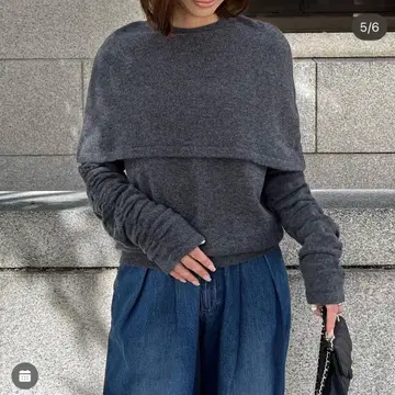 heve 케이프 셔링 니트 차콜