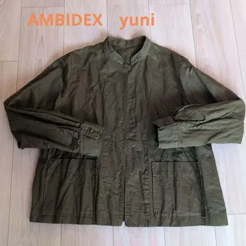 AMBIDEX yuni 올리브 그린 밀리터리 주름 가공 자켓
