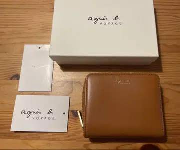 [ 새상품 ] agnes b. VOYAGE 접이식 지갑 브라운 가죽