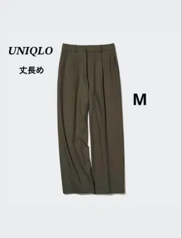 미사용 새상품 UNIQLO 턱 와이드 팬츠 + 긴 길이 M 사이즈 올리브