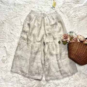 미사용 블루 블루위로 Blue willow 와이드 팬츠 린넨 팬츠 F
