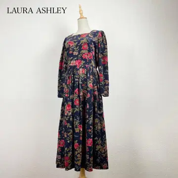 LAURA ASHLEY 코듀로이 꽃무늬 개더 원피스 일본제