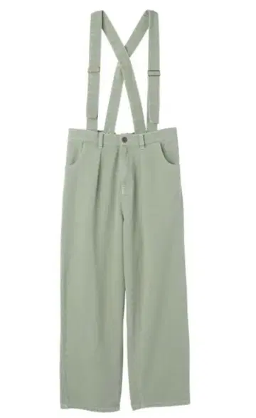 루비앤유 서스펜더 데님 팬츠 올리브 그린