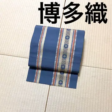 하카타 오리 아름다운 블루 그레이 하치스나고야 오비