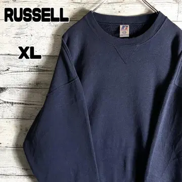 러셀 애슬레틱 무지 맨투맨 트레이닝복 앞 V 가제트 네이비 남성용 XL