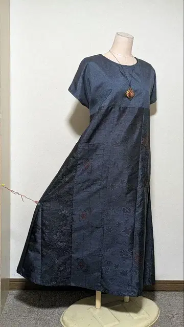 오시마 카스리 기모노 리메이크 롱 원피스 915