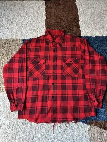 80s unknown print 플란넬 셔츠 vintage