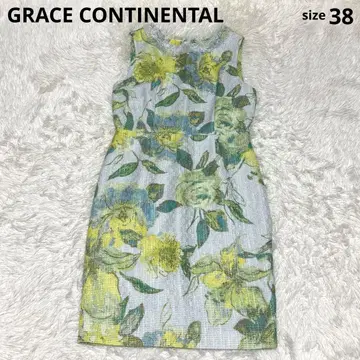 GRACE CONTINENTAL 슬리브리스 원피스 꽃무늬 트위드