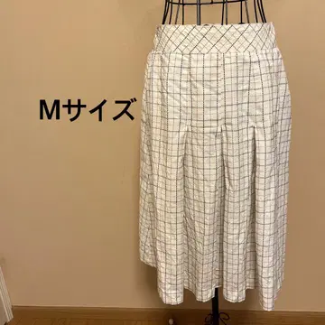 여성용/무릎 기장 스커트/베이지/체크