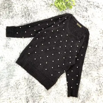 CECIL McBEE [ M ] 펄 장식 블랙 블랙 긴팔 니트 스웨터