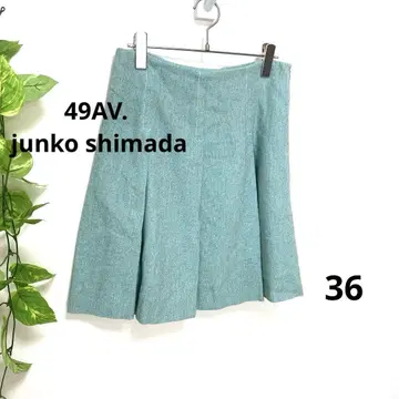 49AV 울린넨 혼방 턱 플레어 스커트 터콰이즈 36 고급