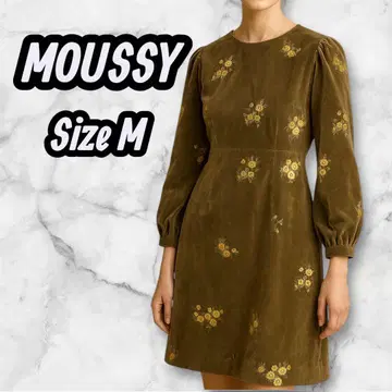 MOUSSY 마우지 꽃무늬 자수 코듀로이 원피스 카키 M 사이즈