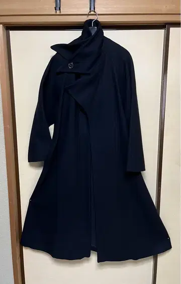 여성용 y's 빈티지 블랙 롱 코트