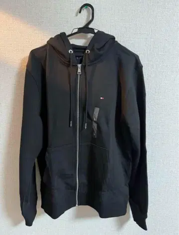 정품 Tommy Hilfiger 블랙 풀 집업 후드티