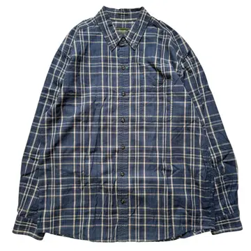 구제 의류 Eddie Bauer 블루 x 베이지 코튼 긴팔 체크 셔츠