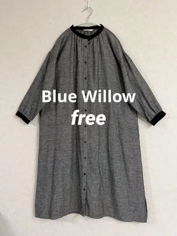 [ Blue Willow ] 그레이 긴팔 해링본 셔츠 원피스