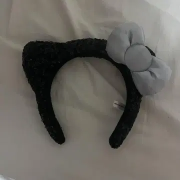 키티 머리띠 그레이 리본