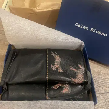 Calen Blosso 얼룩말 3단 폴더형 가죽 천연 가죽 지갑