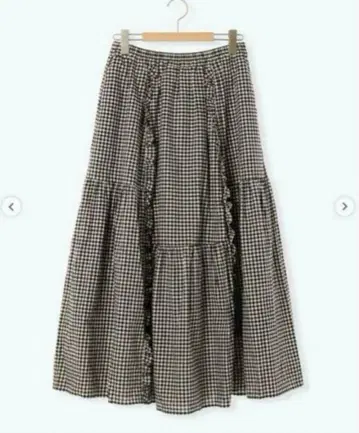 새상품 사만사 모스모스 면린넨 세로 프릴 스커트 블랙