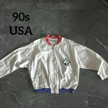 USA 90s 구제 의류 블루종 코튼 자수 빅 루즈