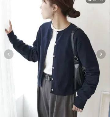 DISCOAT UV 사라모치 숏 크루 가디건 네이비