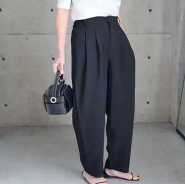 ella 에라 캐럿 팬츠 블랙 S 테이퍼드 슬랙스