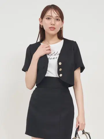 블랙 테일러드 자켓 반팔 스커트