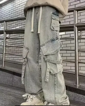 라이트 그레이 데님 카고 팬츠