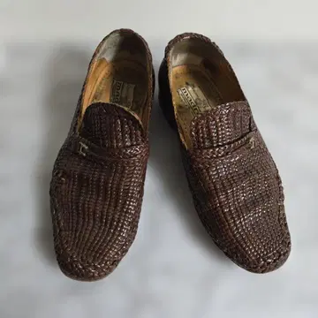 madras 뜨개질 가죽 로퍼 브라운 25cm