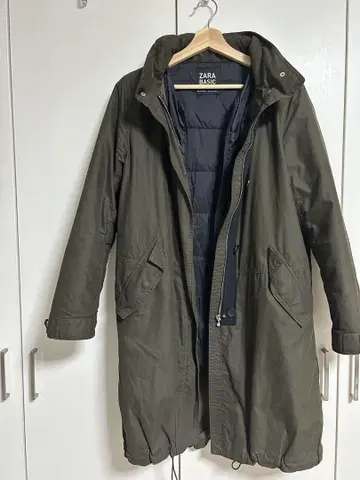 ZARA 모즈 코트 올리브 그린 카키 라이너 포함