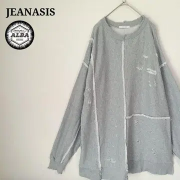 JEANASIS 지나시스 맨투맨 데미지 가공 오버 사이즈 그레이