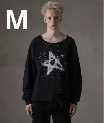 GRANCY 큐빅 디자인 그래픽 데미지 롱T M 사이즈