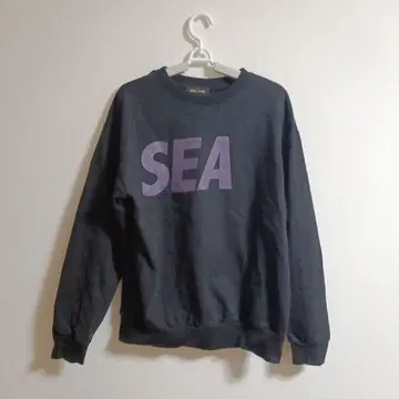 WIND AND SEA 블랙 맨투맨 SEA 로고