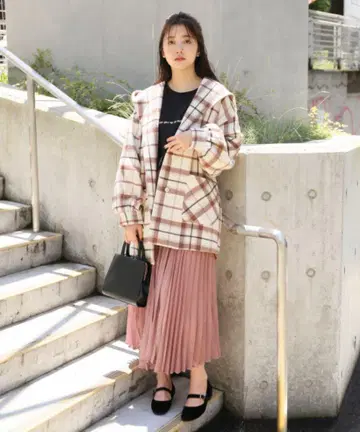Heather 체크 미들 푸드코트