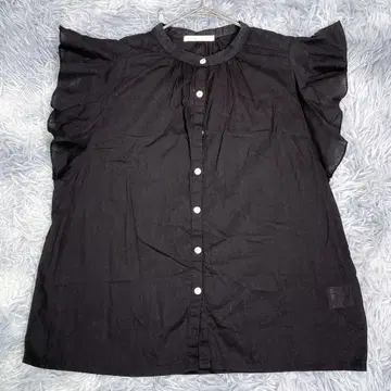 ehka sopo [ M ] 슬리브리스 셔츠 블랙 여성용 비침 있음