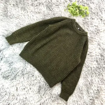 UNIQLO [ M ] 리브 스웨터 긴팔 올리브 그린 니트