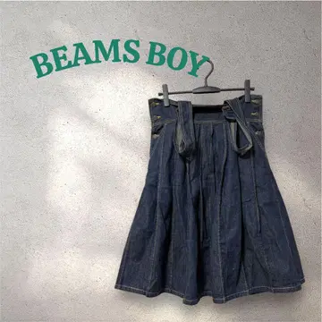BEAMS BOY 빔즈 보이 데님 플리츠 스커트 살로펫