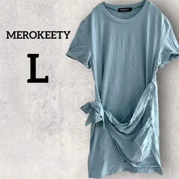 MEROKEETY [ L ] 라이트 블루 반팔 원피스